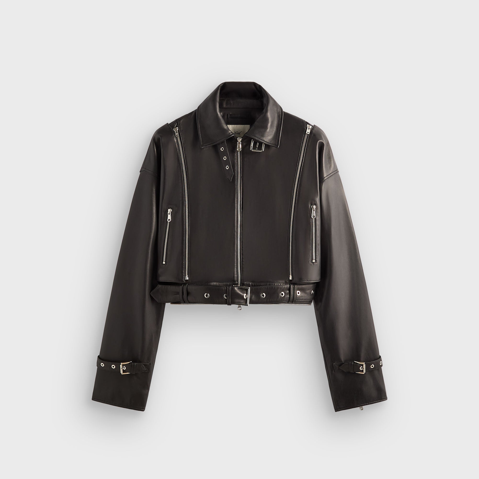 Lisa for Kith Women Hera Convertible Leather Coat - Black
