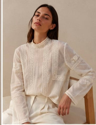 Lace High-Neck Blouse