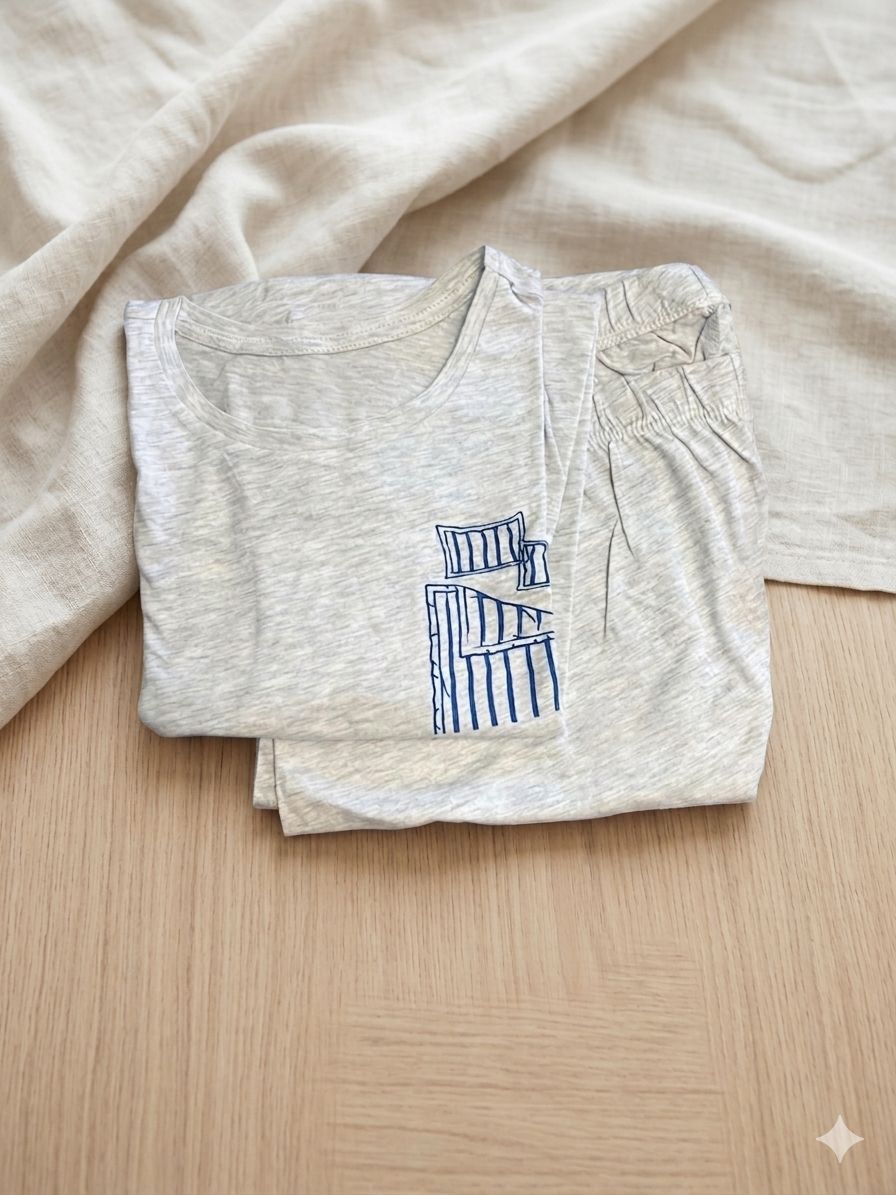 Unwind in style with this ultra-soft grey marl pajama set.
