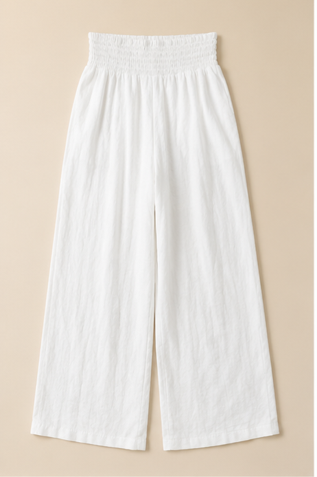 Pure Cotton Linen Wide-Leg Trousers