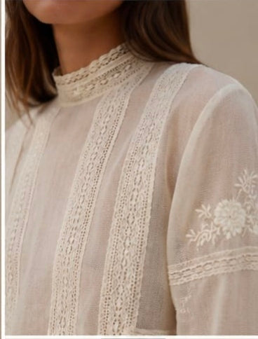 Lace High-Neck Blouse