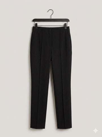 Essential High-Waist Tailored Trousers – Midnight Black