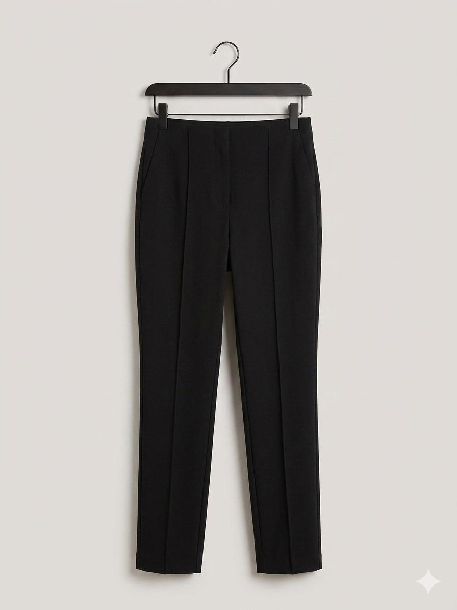 Essential High-Waist Tailored Trousers – Midnight Black