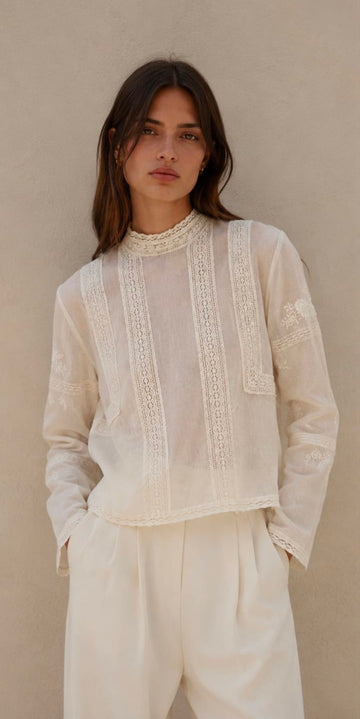 Lace High-Neck Blouse