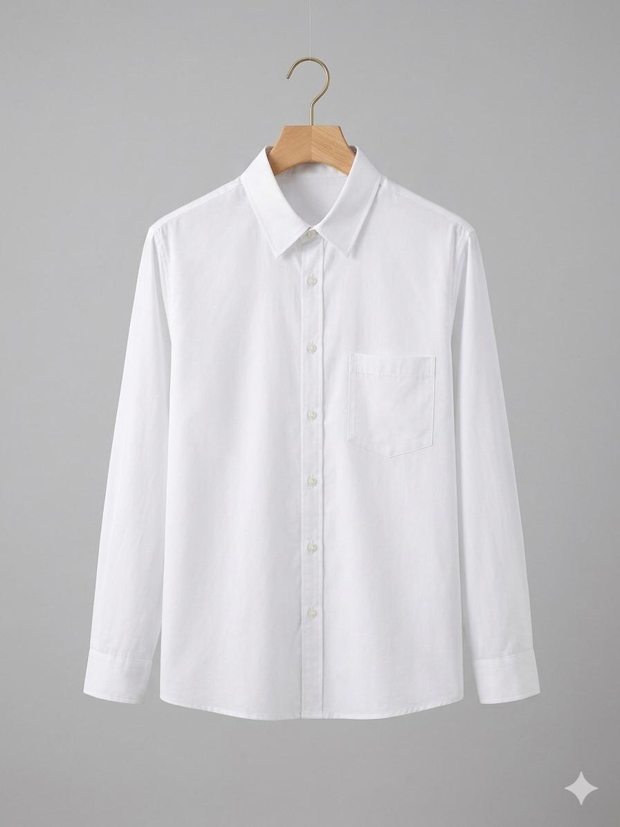 A timeless wardrobe staple. This crisp white shirt features a classic