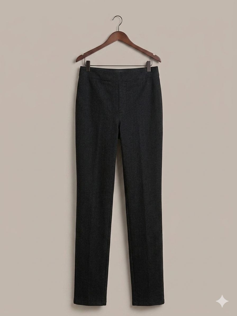 Sleek High-Rise Comfort Trousers – Midnight Black